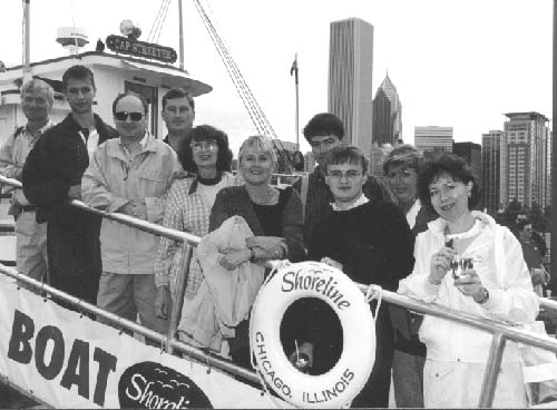 Russian group in Chicago with mother Bev and mother Cathie 